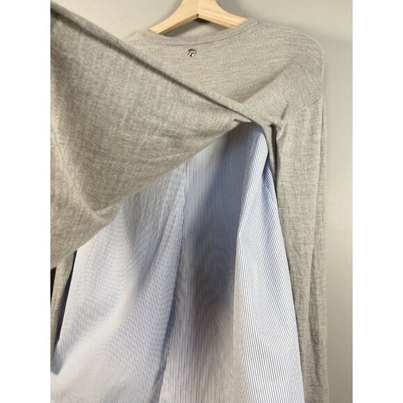 ESCADA Sport Gray Blue Virgin Wool Knit Long Sleeve Layered Sweater Size S Luxe - Picture 7 of 15